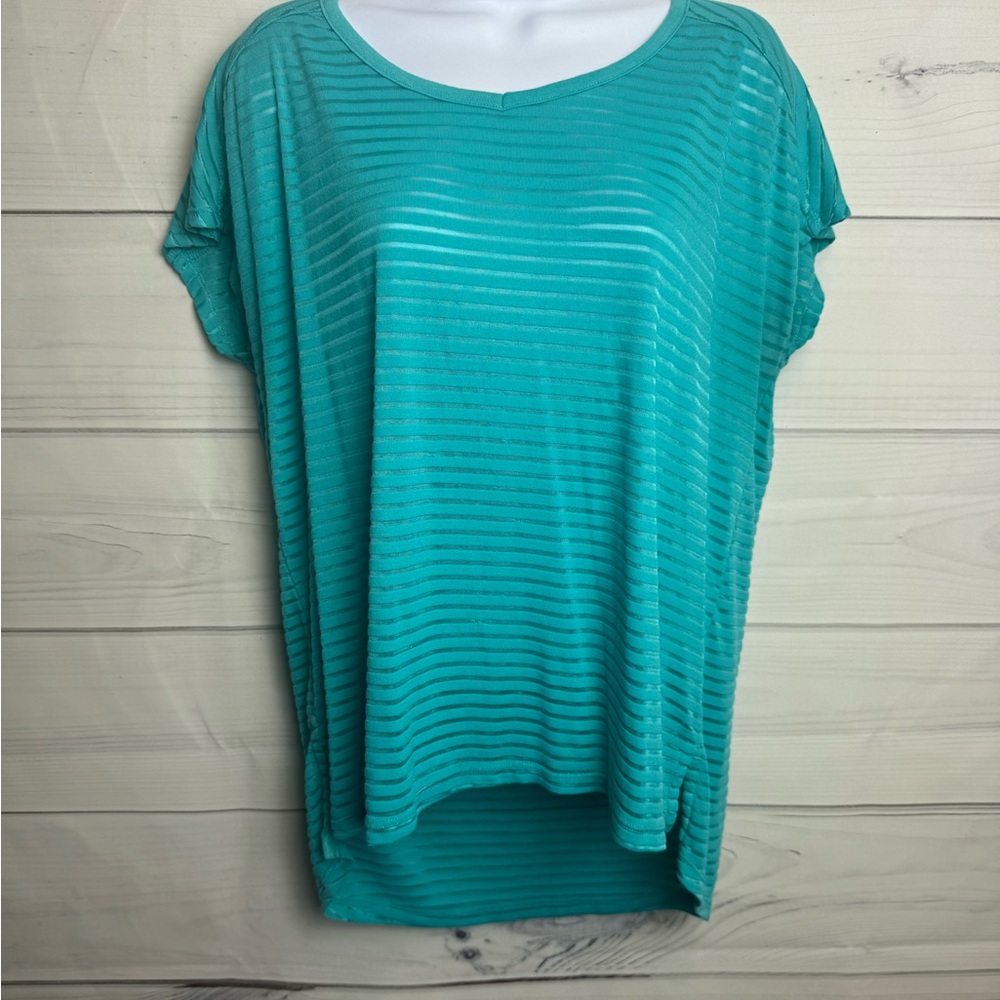 Northcrest Teal Striped Women's Top